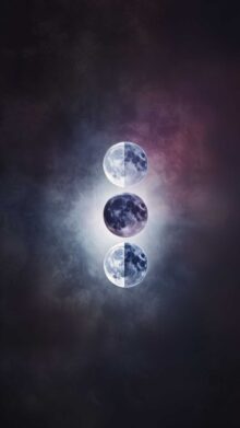 A cosmic eclipse view, showcasing the multiple versions of the moon during this celestial alignment.