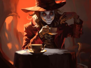 Alice in Wonderland, an ominous version of the Mad Hatter