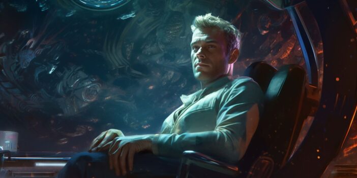 A man sitting in a chair.