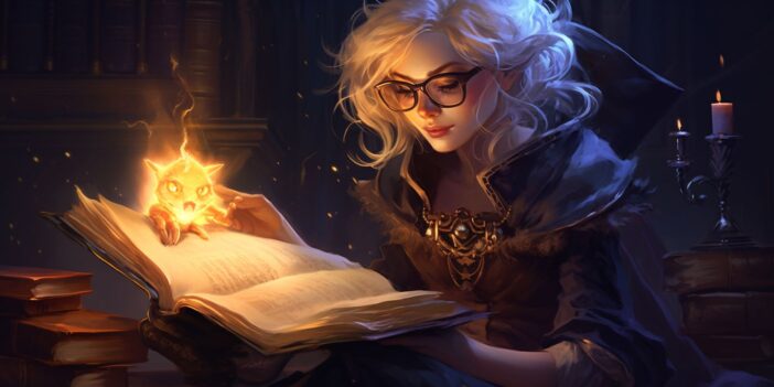 A woman reading a book.