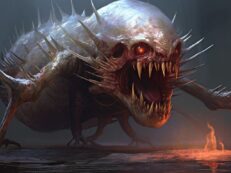 A creature with sharp teeth and sharp claws.