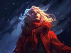 Ellie the grim reaper from Eternity's Echo, looking up at the night sky